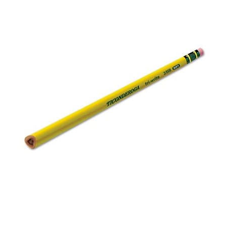 Dixon Ticonderoga Ticondroga, TRI-WRITE TRIANGULAR PENCIL, HB No 2, BLACK LEAD, YELLOW BARREL, DOZEN 13856
